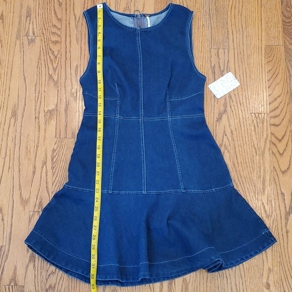 NWT FREE PEOPLE ALEX DENIM DRESS JUMPER SIZE 6 DARK WASH STRETCH STYLE F… - Picture 13 of 15